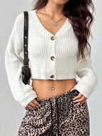 Cropped Button Knit Cardigan image 3