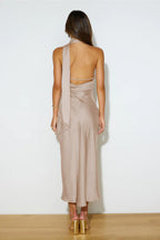 Sexy Satin Slit Hem Backless Midi Dress image 13