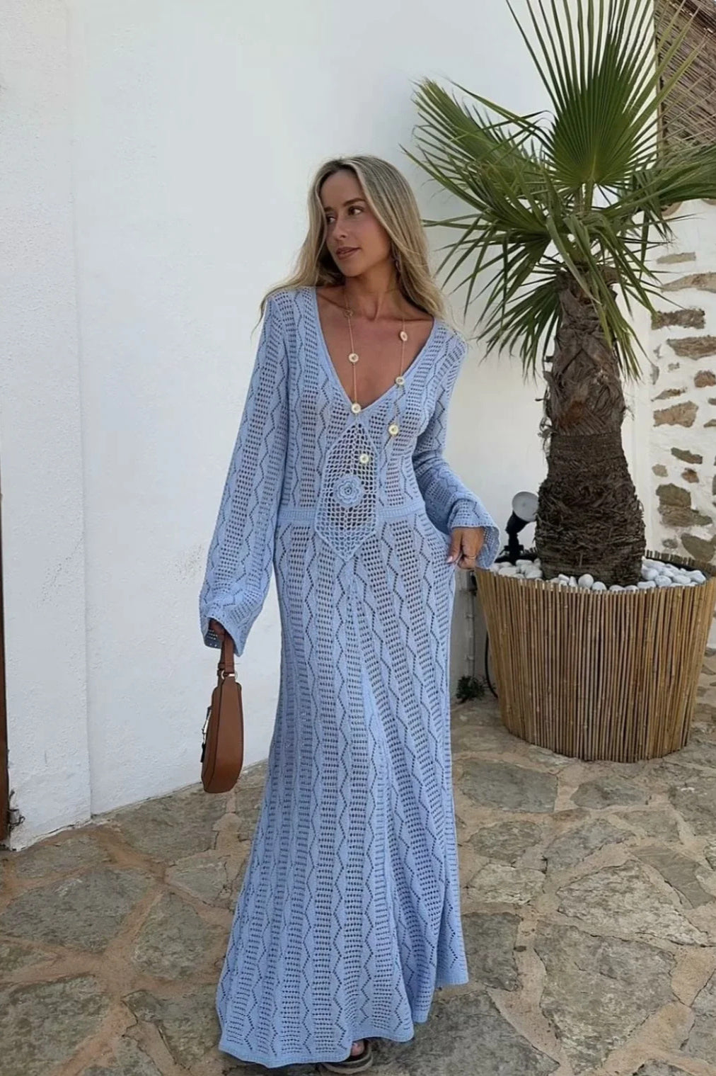 Hollow Out Crochet Maxi Dress image 3