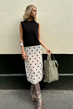 Polka Dot Satin High-Waisted A-Line Skirt image 2
