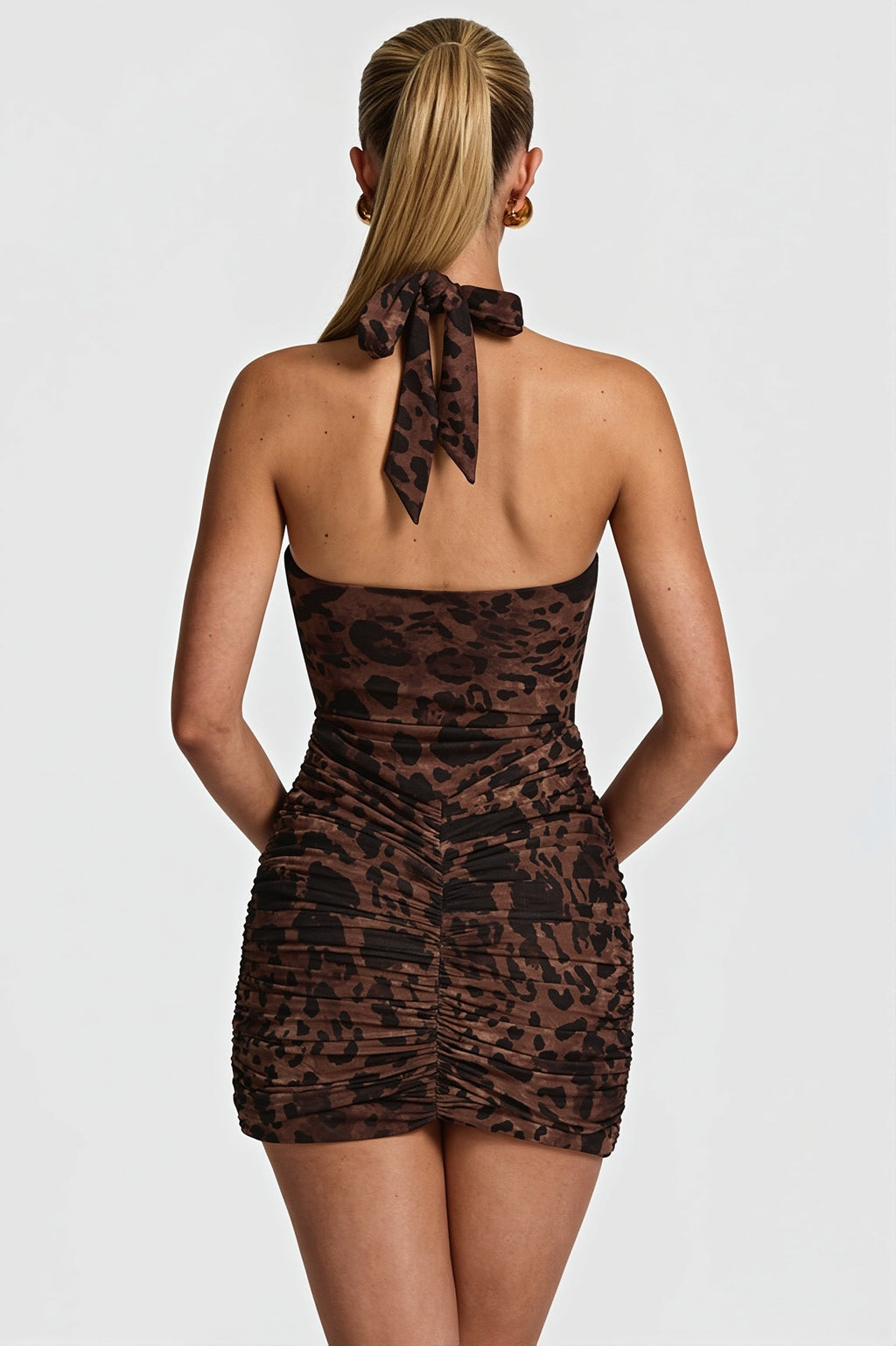 Sexy Leopard Halter Bodycon Mini Dress image 3