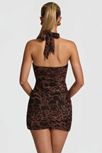 Sexy Leopard Halter Bodycon Mini Dress image 3