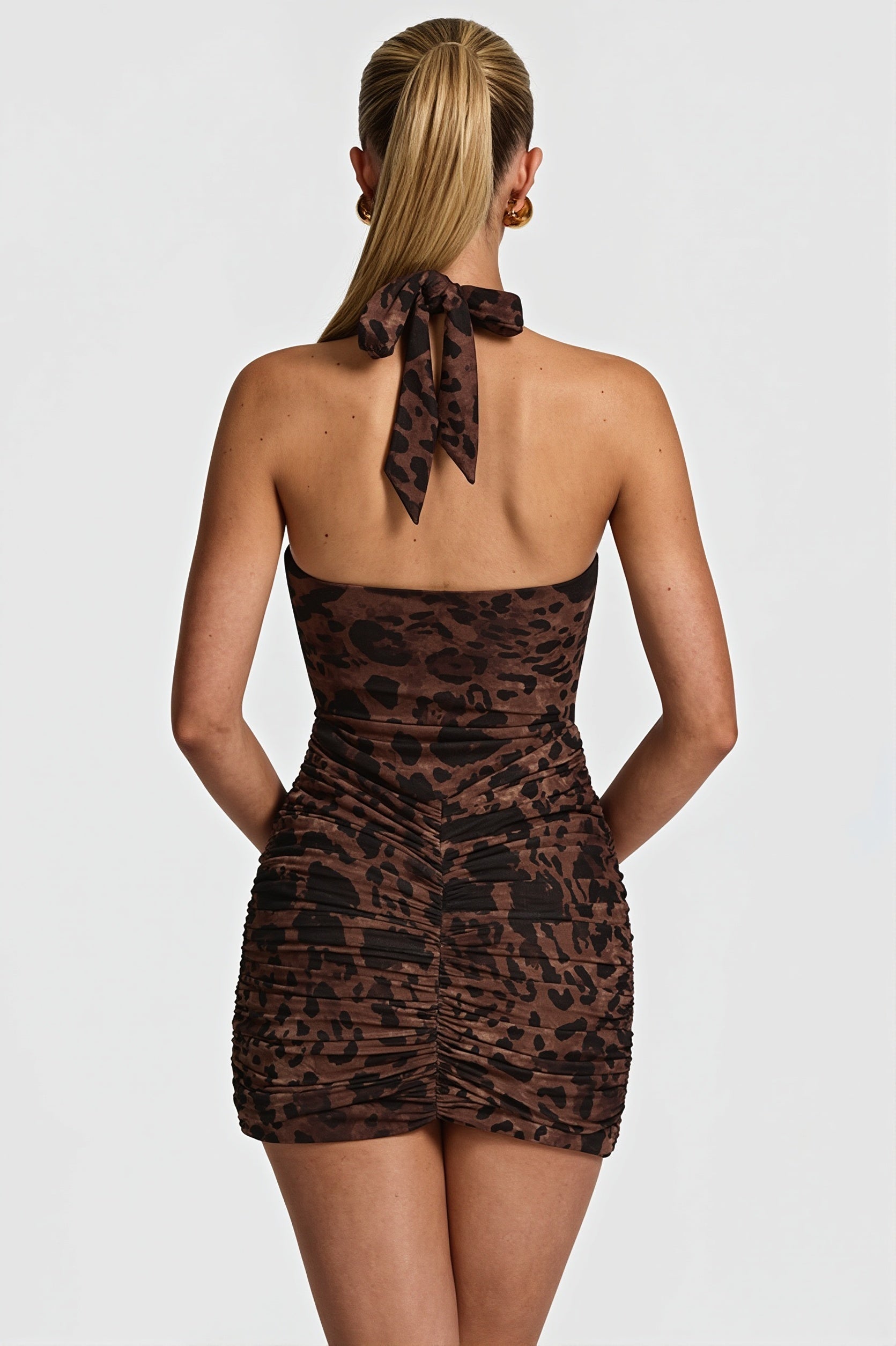 Sexy Leopard Halter Bodycon Mini Dress image 3