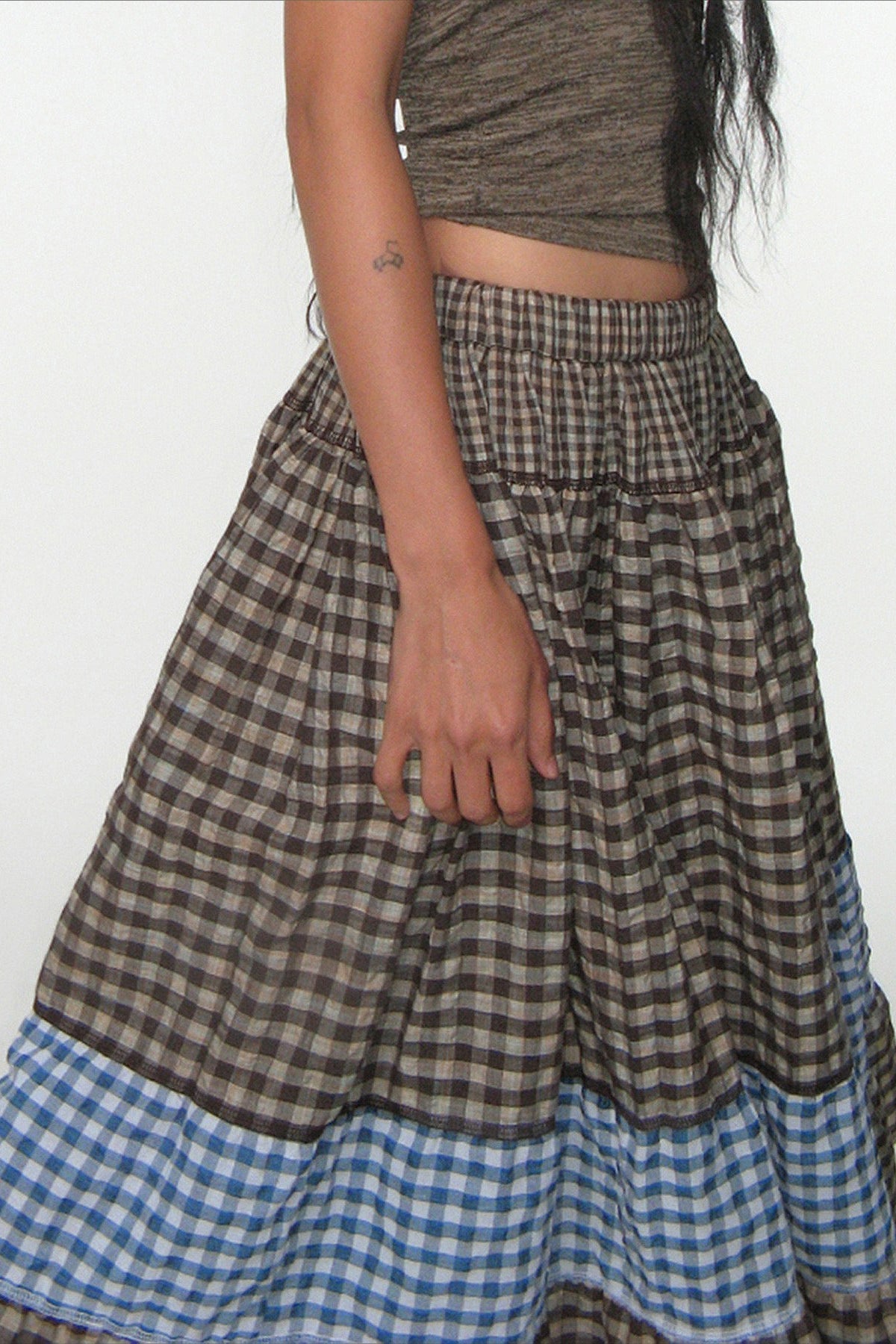 Vintage Plaid Colorblock Maxi Skirt image 2
