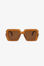 Cora Square Sunglasses detail view styled for Avrienne