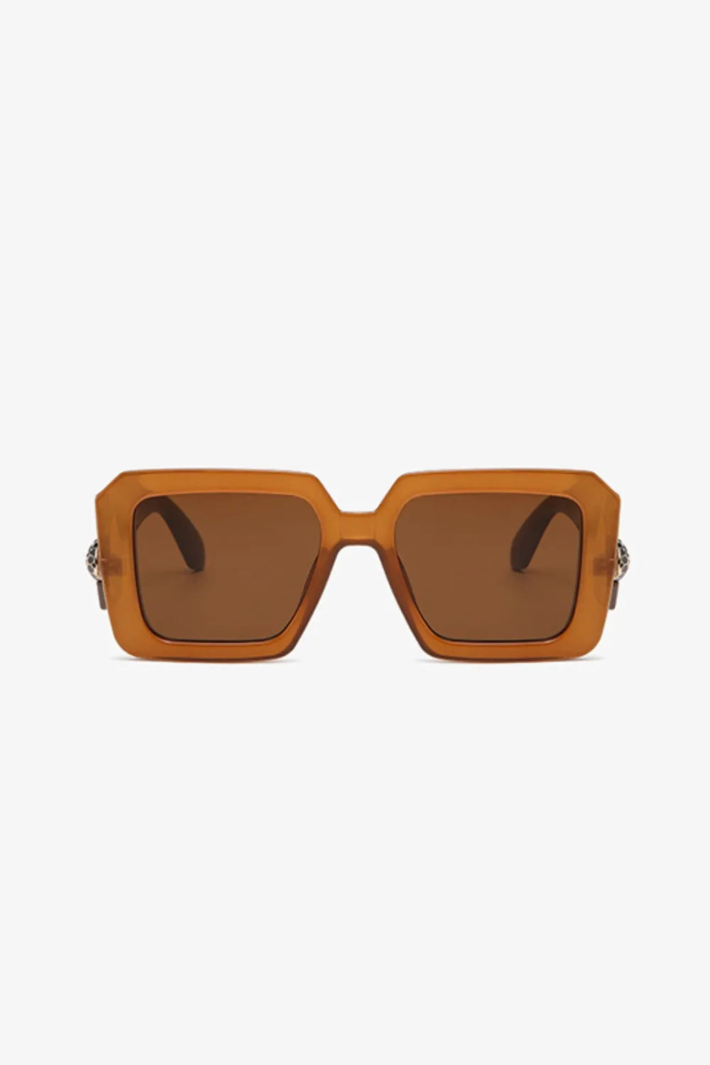 Cora Square Sunglasses detail view styled for Avrienne