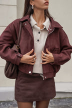 Loose Fit Red-Brown Suede Jacket image 1