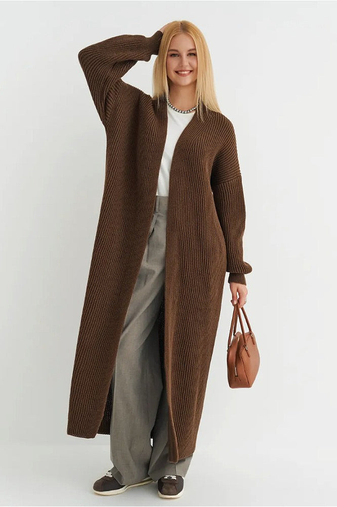 Oversized Long-Length Knit Cardigan image 1
