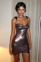 Sexy Solid Cami Waist Cinched Mini Dress image 3
