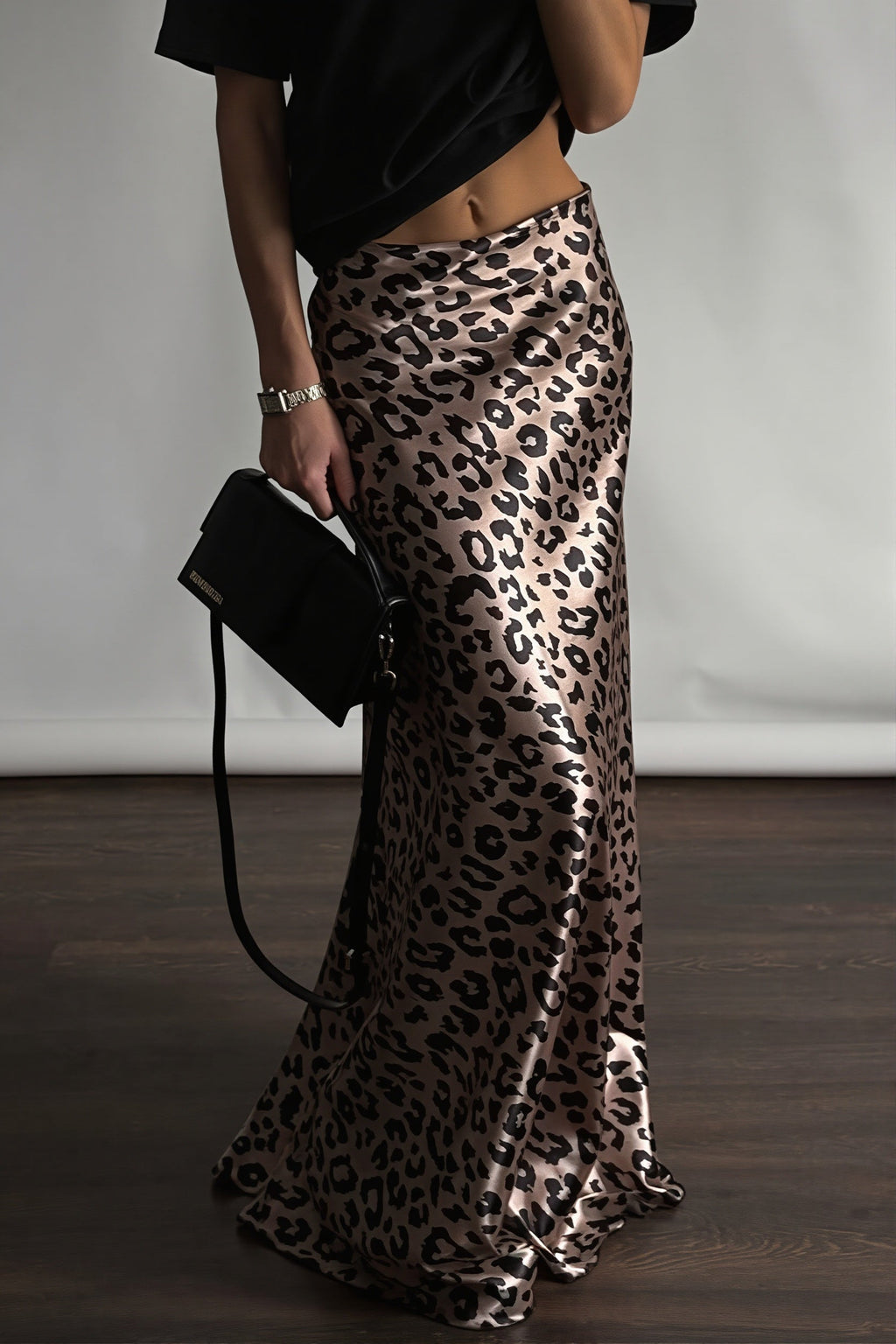 Satin Leopard Mermaid Maxi Skirt image 4