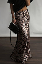 Satin Leopard Mermaid Maxi Skirt image 4