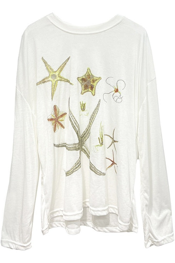 Casual Starfish Sheer Long Sleeve T-shirt image 5