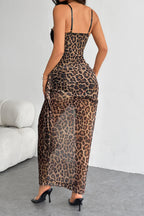 Wild Leopard Print Lace Cami Bodycon Maxi Dress image 6