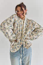 Vintage Floral Print Quilted Coat image 2