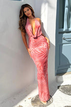 Leopard Print Cowl Neck Bodycon Maxi Dress image 1