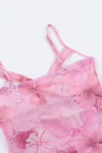 Floral Trim Chiffon Waist Cinched Padded Cami Top image 6