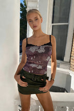 Chic Lace Trim Print Panel Everyday Cami Top image 3