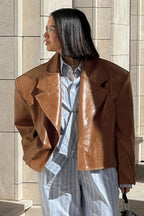 Vintage Oversized PU Leather Blazer image 4