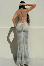 Vacation Halter Open Back Slinky Maxi Dress image 2