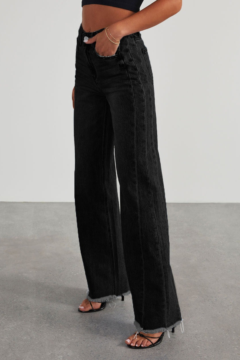 Solid Minimalist Washed Wide Leg Jeans image 10
