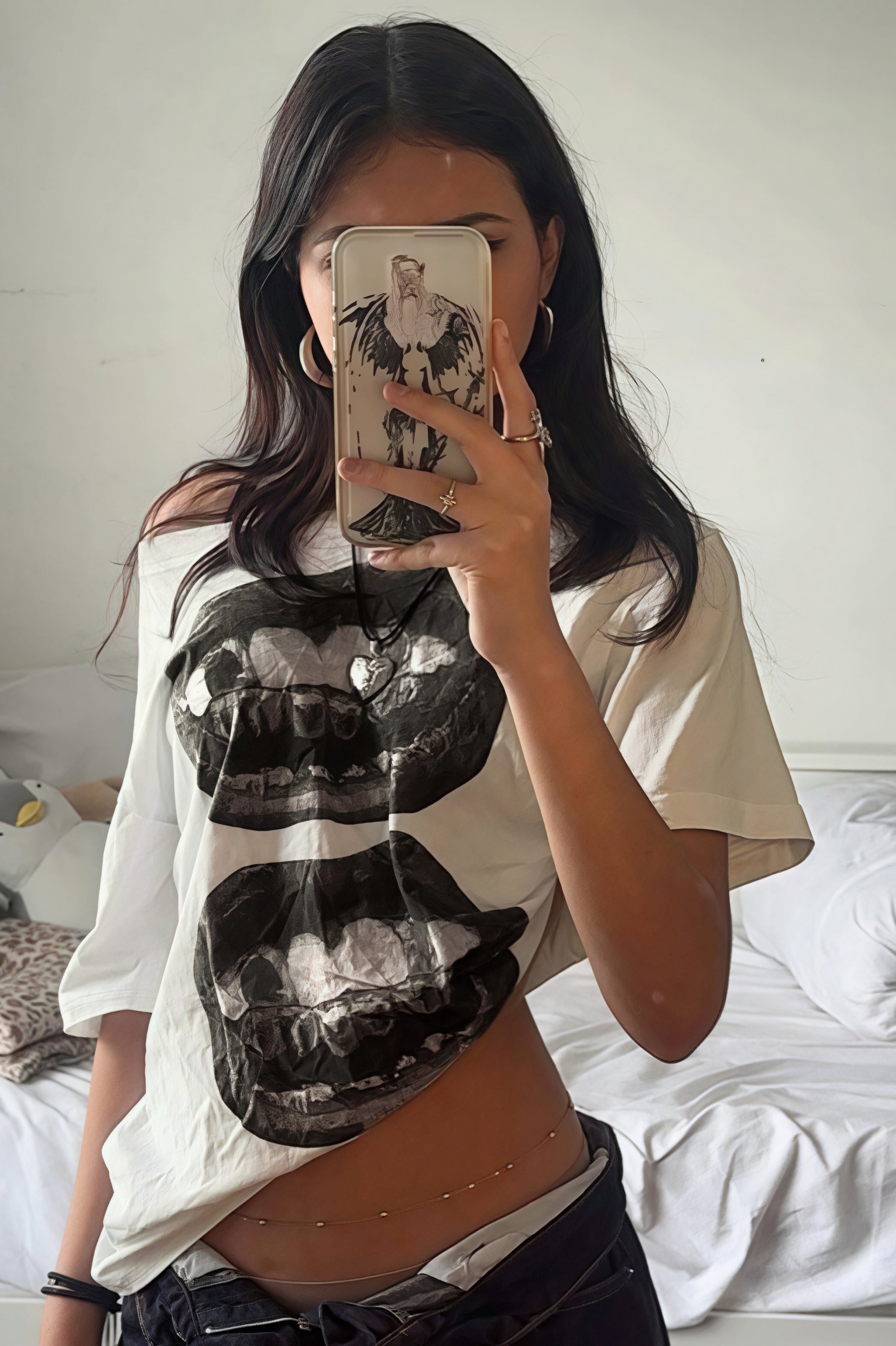 Hip Hop Lip Print Asymmetric Neck Sexy T-shirt image 4