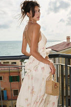 Floral Slim Fit Deep V High Waist Maxi Dress image 3