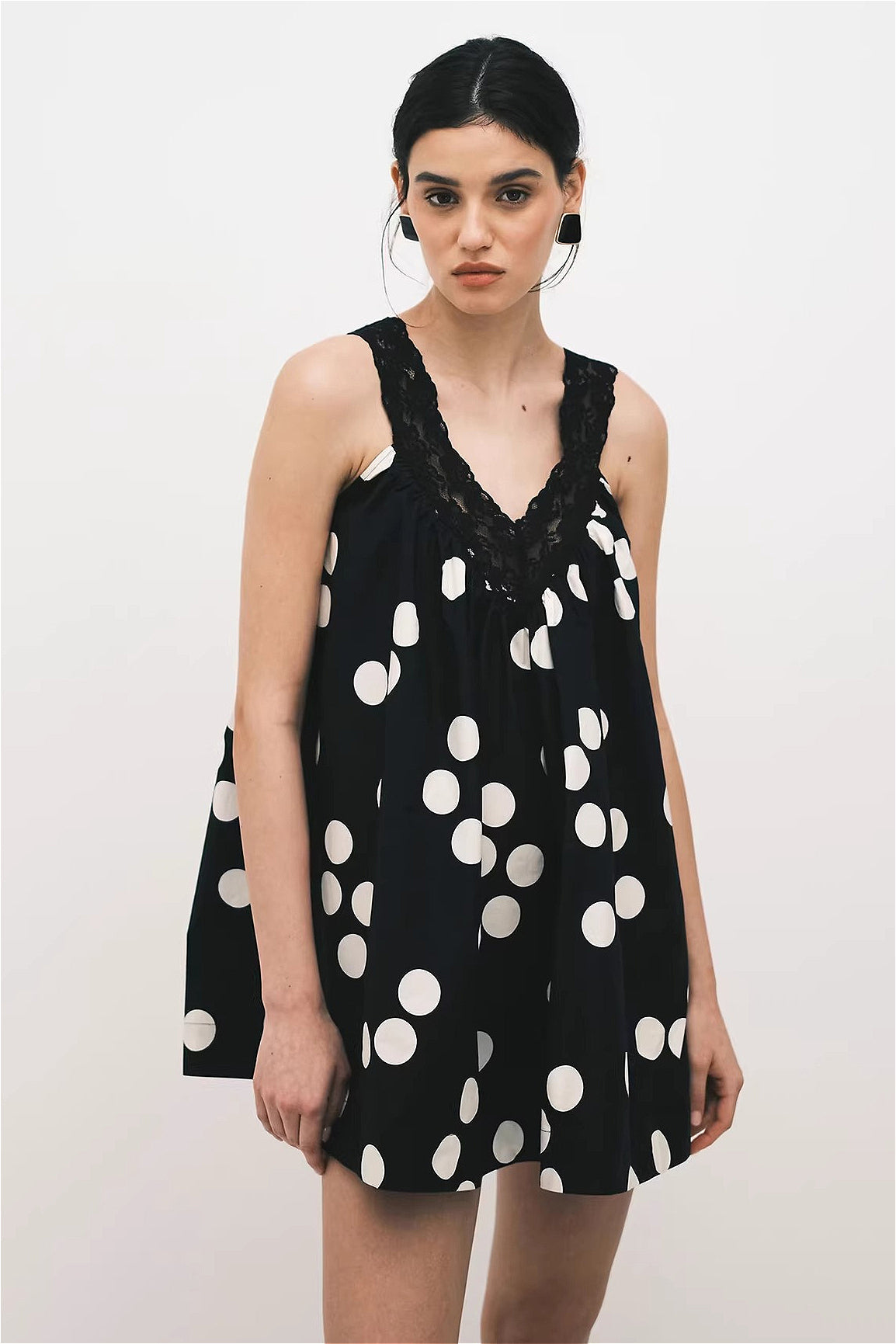Casual Lace Dot Loose A Line Mini Dress image 3