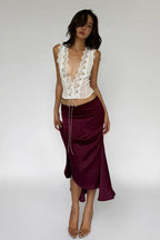 Sexy Lace Trim Tie Back Slim Skirt Set image 3
