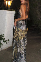 Slim Fit Lace Backless Slit Maxi Dress image 3