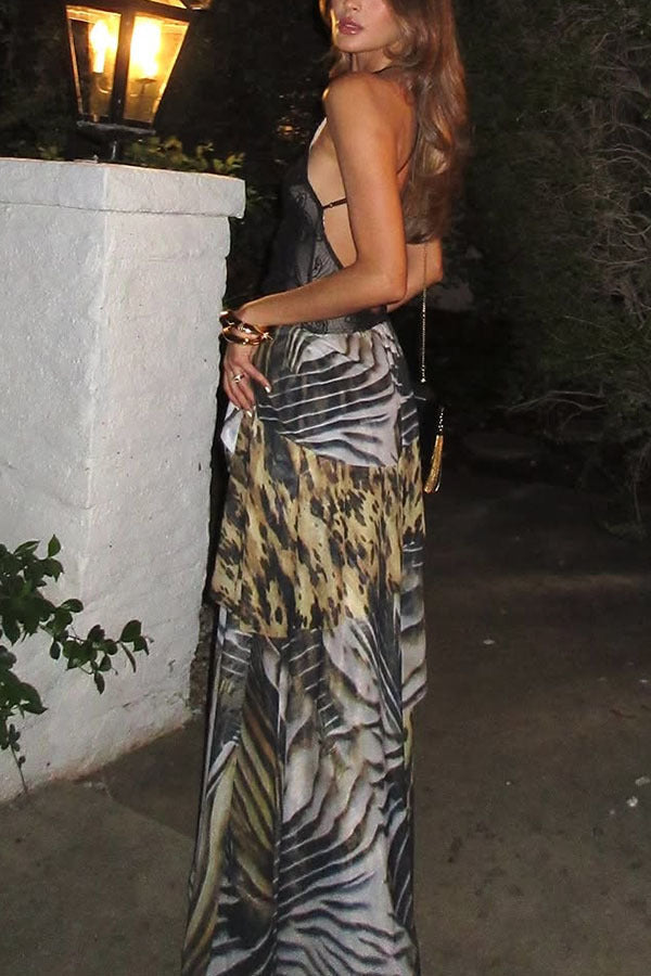 Slim Fit Lace Backless Slit Maxi Dress image 3