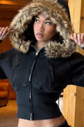 Street Style Fur Trim Sweatshirt Jacket image 1