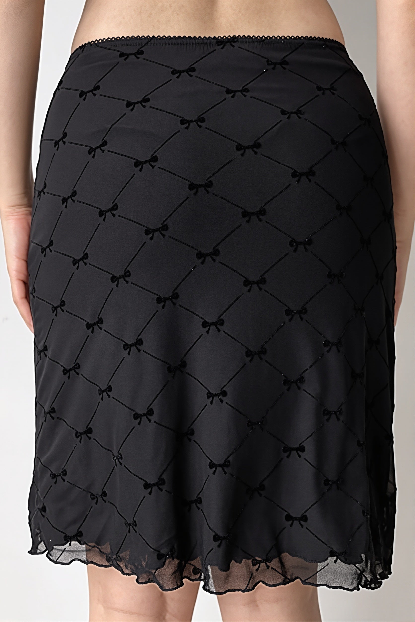 Mesh Plaid Bow Wrap Skirt image 3