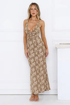 Jacquard V-Neck Backless Cami Maxi Dress image 2