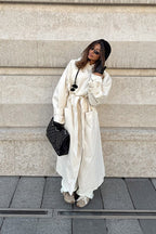 Wool Blend Belted Slim Fit Elegant Solid Overcoat image 3