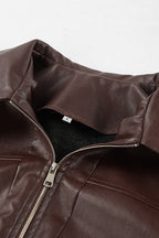 Vintage Brown PU Leather Jacket image 7