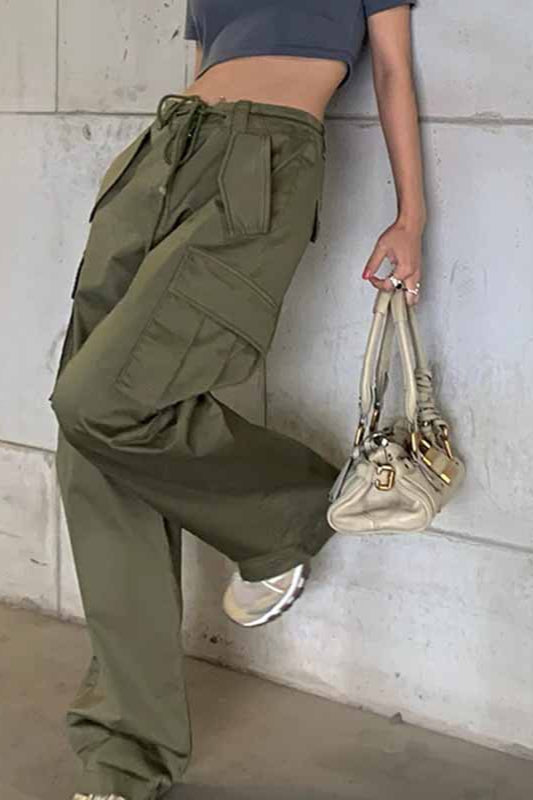High Waist Slim Fit Straight Leg Cargo Pant image 1