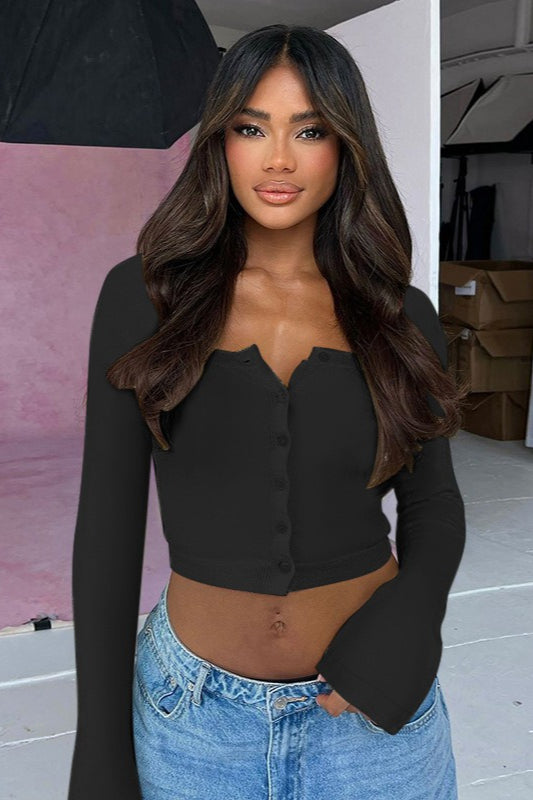 Fresh Knit Cropped Long Sleeve Blouse image 4
