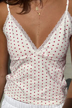 V Neck Heart Polka Dot Cami Top image 5