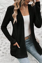 Estelle Pocket Cardigan detail view styled for Avrienne