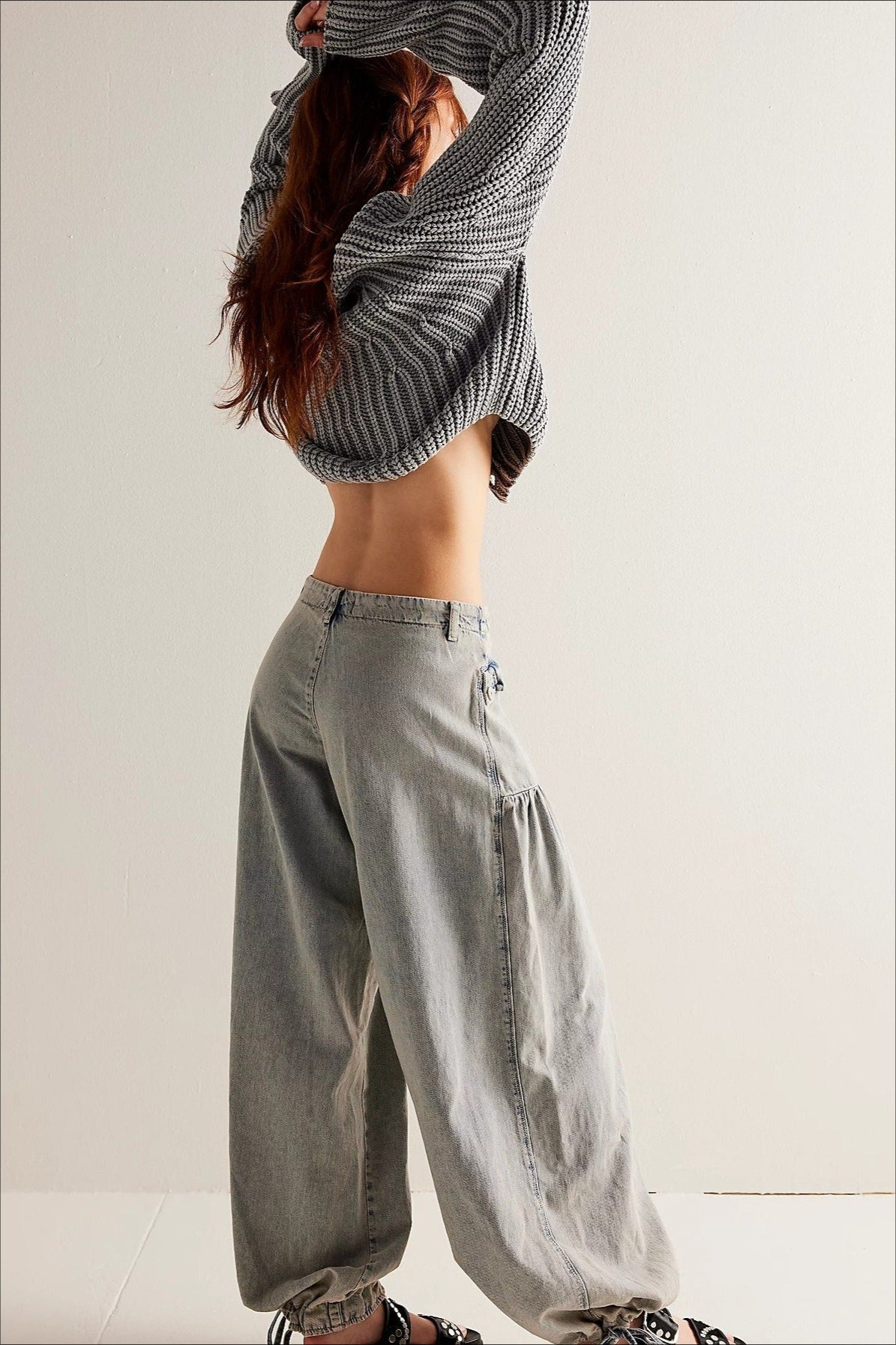 Ruched Mid Rise Wide Leg Jeans image 10