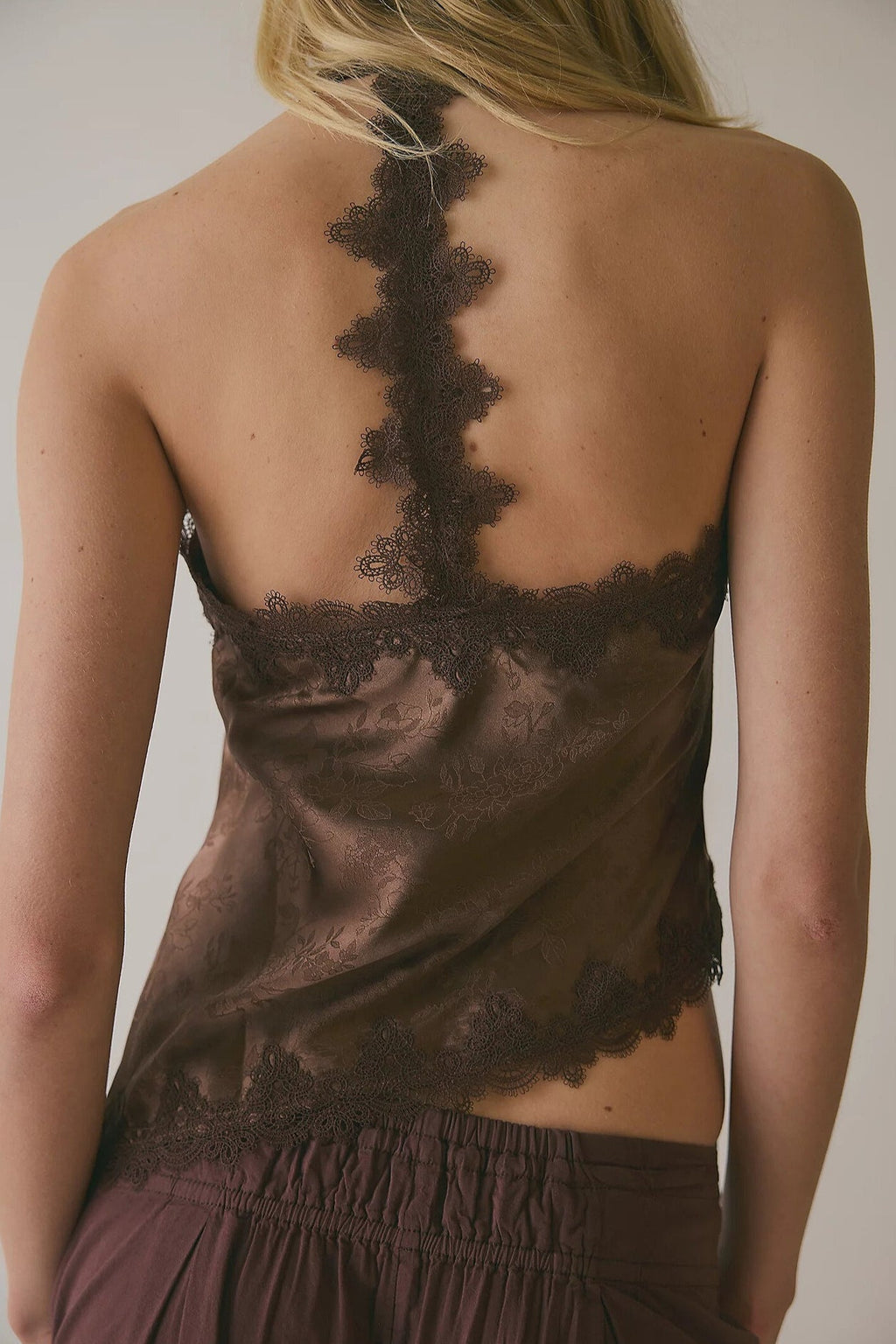 Sexy Jacquard Lace Tie Cropped Halter Top image 6