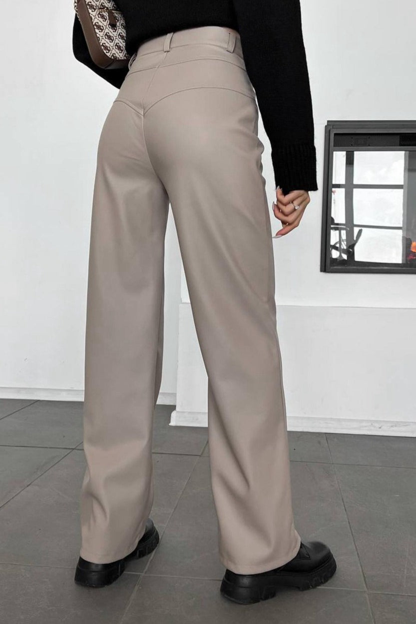 Leather Patchwork Casual Pants image 5