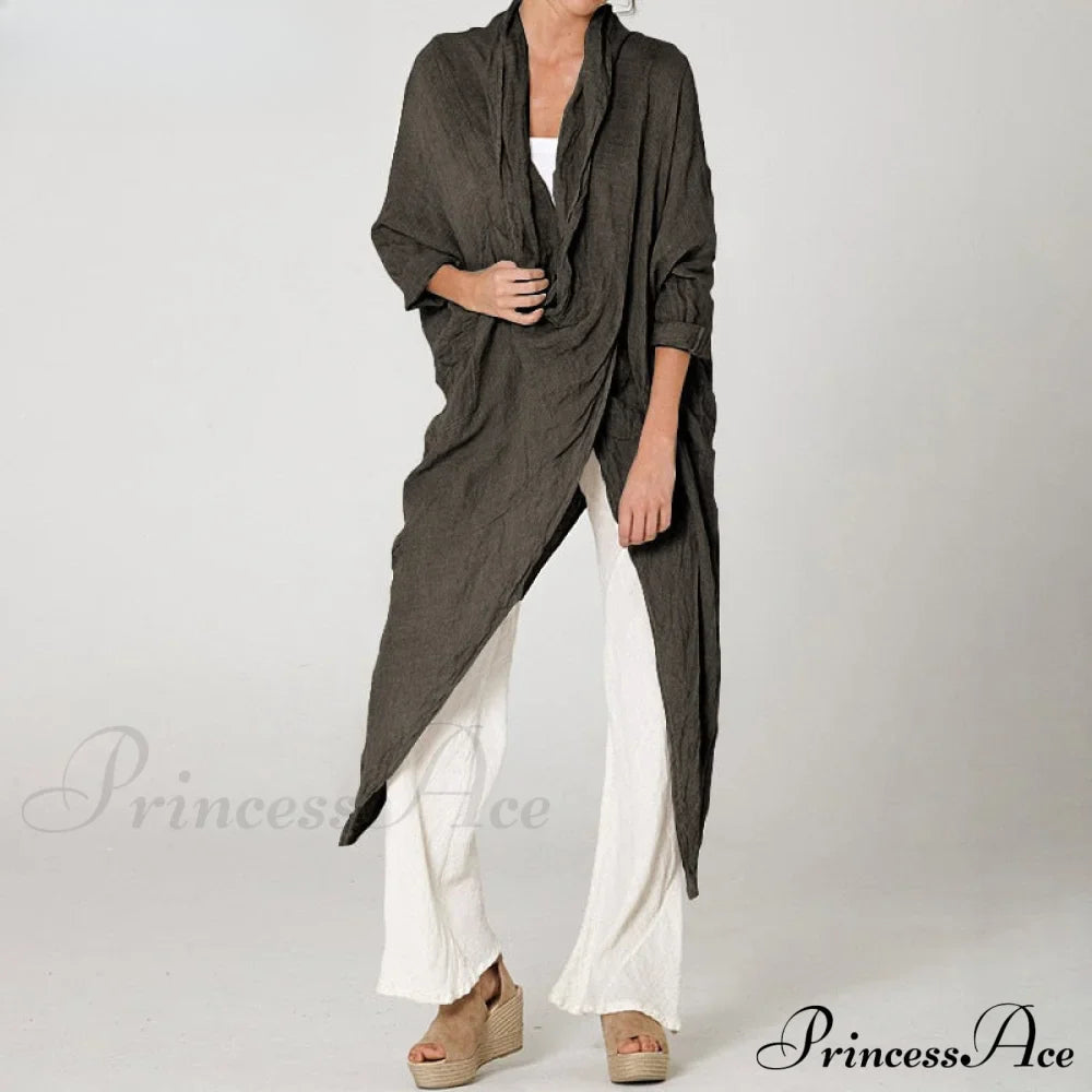 Solid Asymmetrical Cowl Neck Blouse image 5