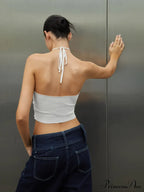 Center Cut Out Trendy Halter Crop Sweater Vest image 4