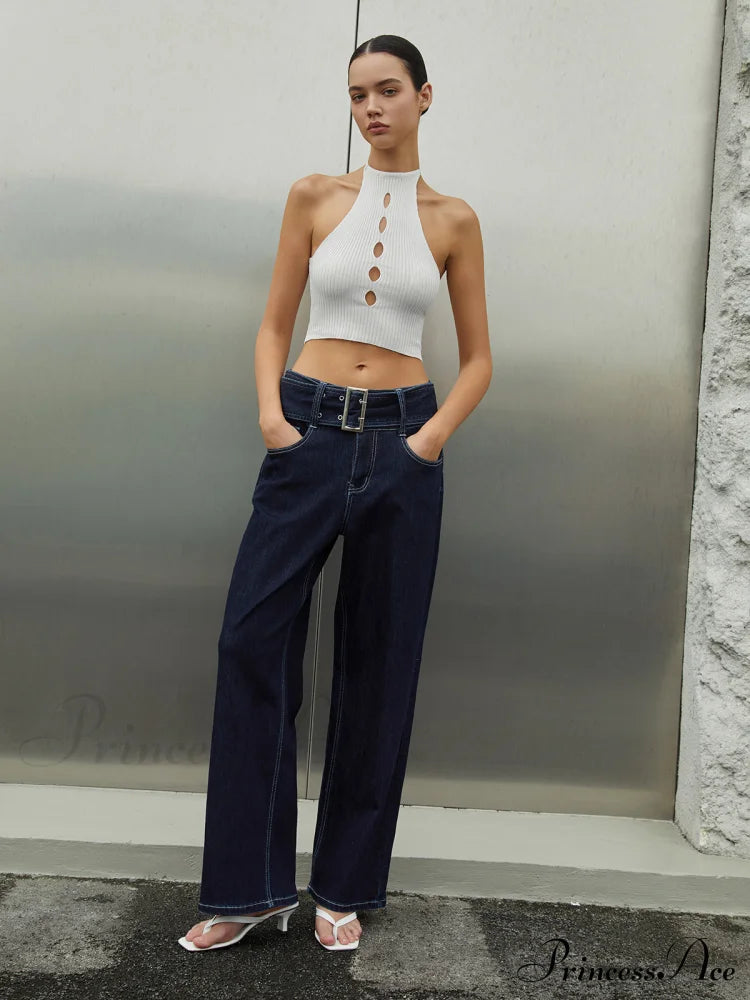 Center Cut Out Trendy Halter Crop Sweater Vest image 3