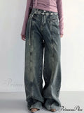 Center Stripe Wide Trendy Leg Jeans Without Belt image 1