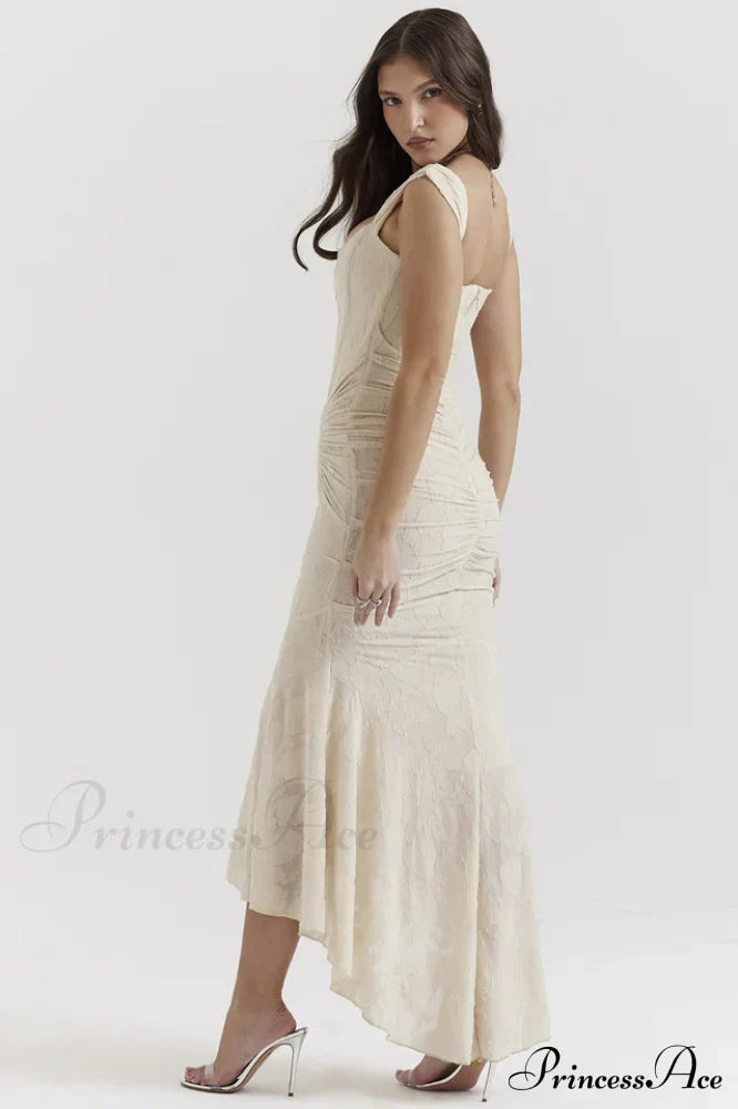 Cesca Retro Cream Charming White Floral Maxi Dress image 3
