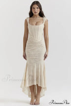 Cesca Retro Cream Charming White Floral Maxi Dress image 2