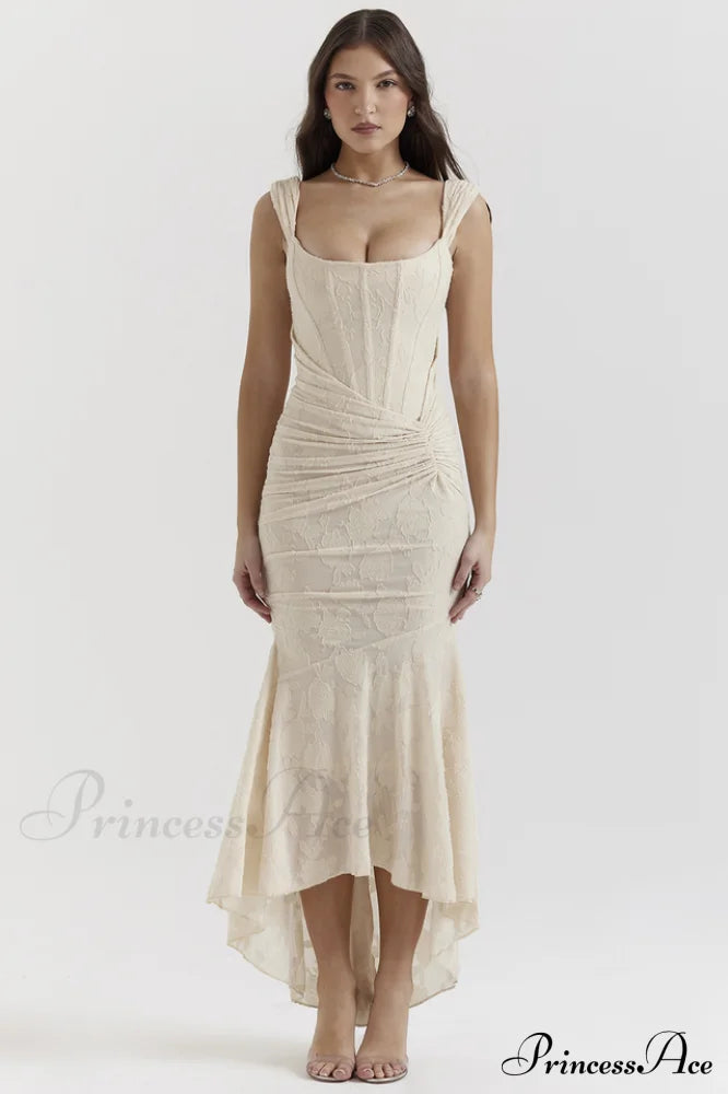 Cesca Retro Cream Charming White Floral Maxi Dress image 2