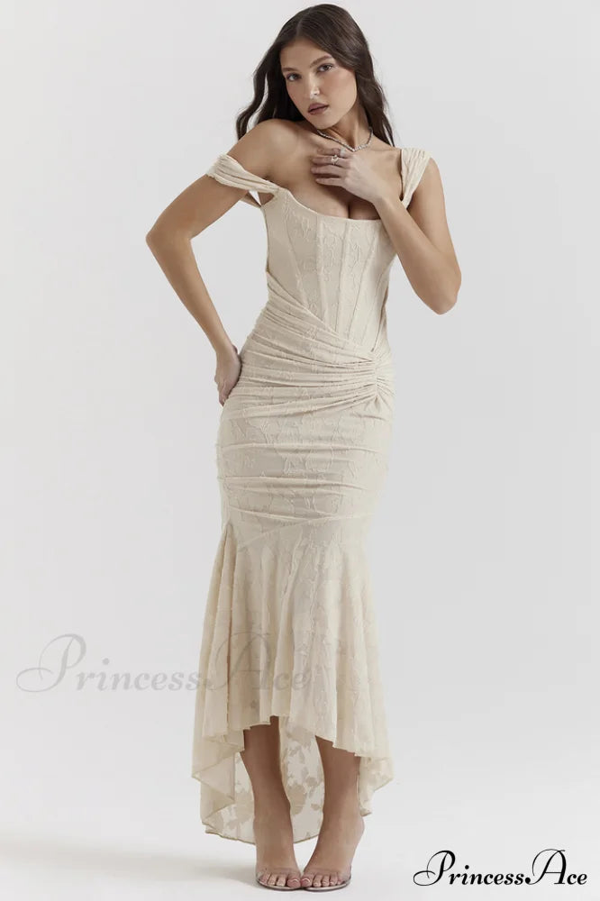 Cesca Retro Cream Charming White Floral Maxi Dress image 1